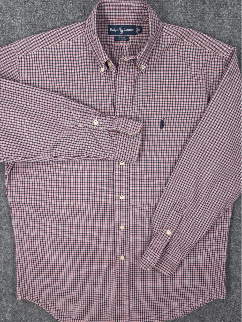 Vintage Ralph Lauren Blake Shirt Mens S 90s Plaid Check Cotton Button Down Pony
